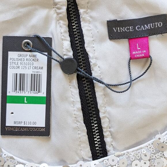 Vince Camuto Polished Rocker sequin tank cream size L NWT - Picture 6 of 9